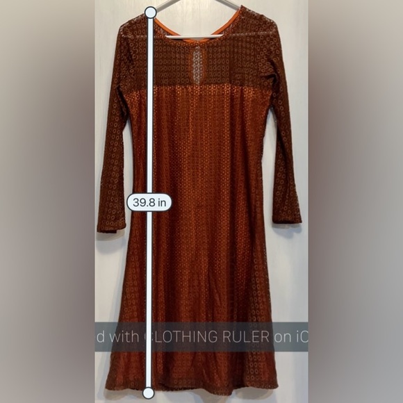 EBZA L AWESOME Cocktail dress Brown Lace Over Orange Keyhole Back, Hidden Zipper - Picture 10 of 15